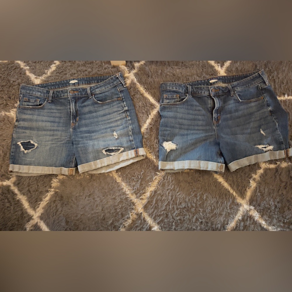Old Navy Blue Jean Shorts with Distressed Details, 2 pair